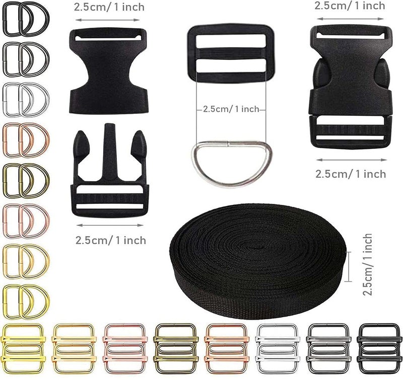 DIY Crafts DIY DIYC14876 Crafts Supply Side Slide Release Buckles TriGlide Slides Nylon Webbing Straps10 Pcs Swivel Clasps Chrome Silver  - Image 2