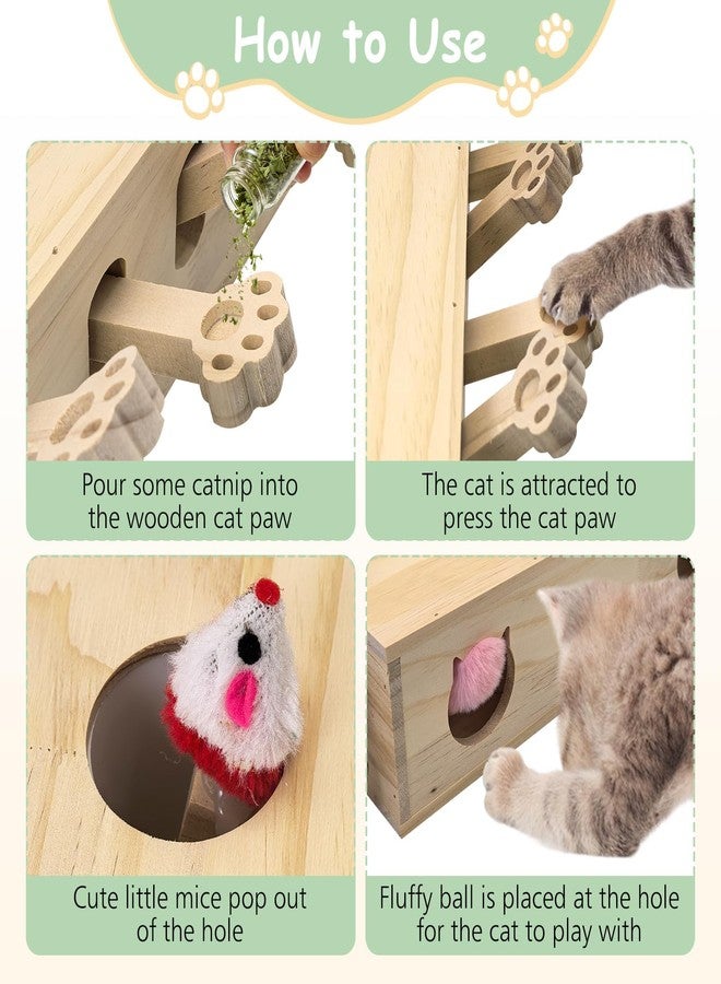 kathson Whack A Mole Cat Toy, Wooden Enrichment for Indoor Cat, Interactive Kitten Puzzle Toy for All Ages Cats Intelligence Training and Exercise (Rectangular) - Image 4
