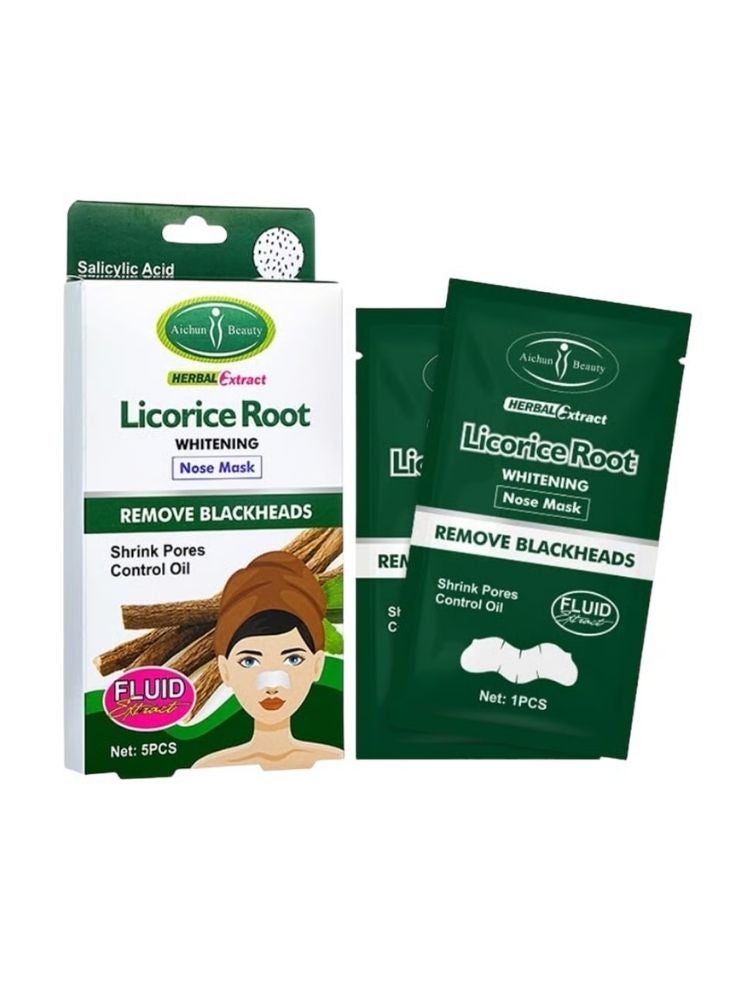 كارينا قناع الأنف بخلاصة عرق السوس للتنظيف العميق، 5 شرائح