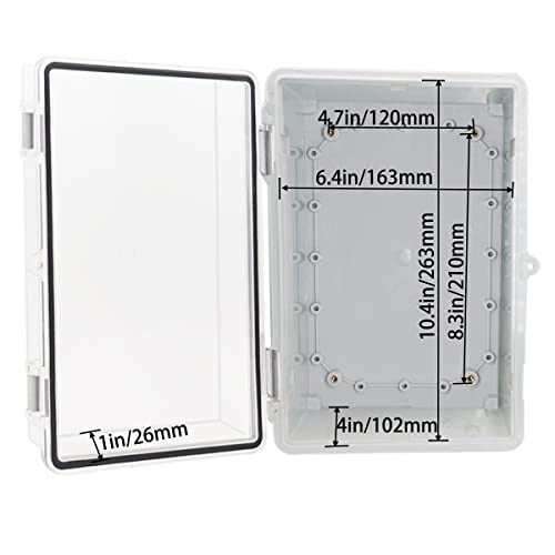 YETLEBOX Waterproof Outdoor Electrical Box Junction Box Weatherproof IP67 ABS Plastic Enclosure Switch Router Project Box with Mounting Plate with Wall Bracket 2 Cable Glands Clear 11.4"x7.5"x5.5" - Image 4