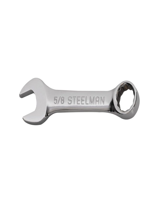 Steelman 5/8-inch Stubby Combination Wrench, Offset 12-Point Box End, Angled Open End, Stamped Size Markings, Corrosion-Resistant Chrome - Image 1