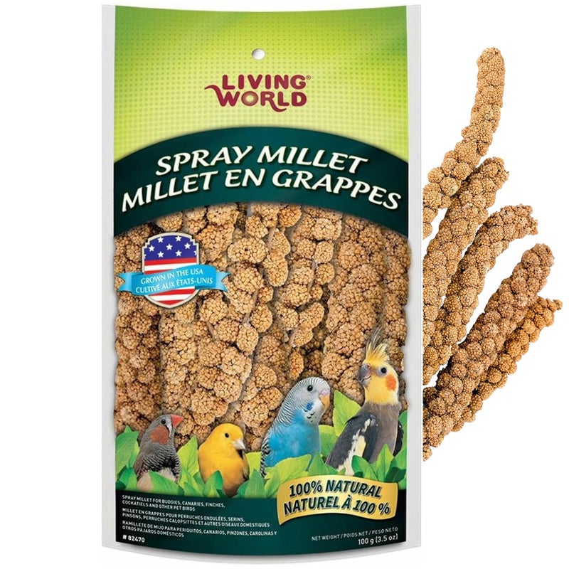 Living World - Millet Spray for Birds, 3.5 Oz - Premium Treat for Budgies, Canaries, Finches, Cockatiels and Other Pet Birds - Image 1
