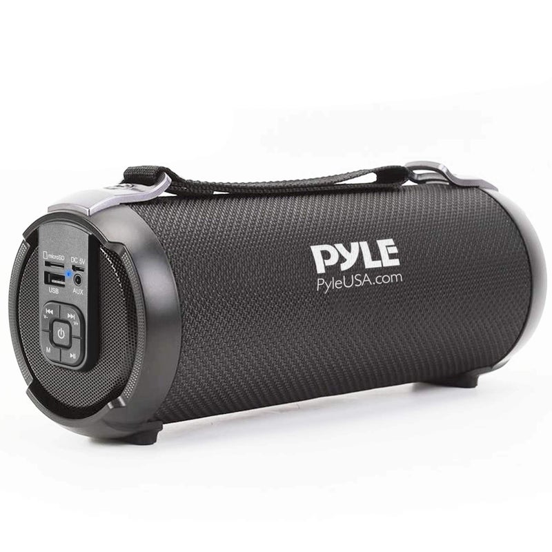 Pyle Wireless Portable Bluetooth Boombox Speaker â€“ Rechargeable Music Barrel with AUX Input, USB/SD/MP3 Playback, FM Radio, 2.5" Tweeter â€“ Loud Stereo Sound for Travel, Parties, Outdoors (PBMSPG3BK) - Image 1