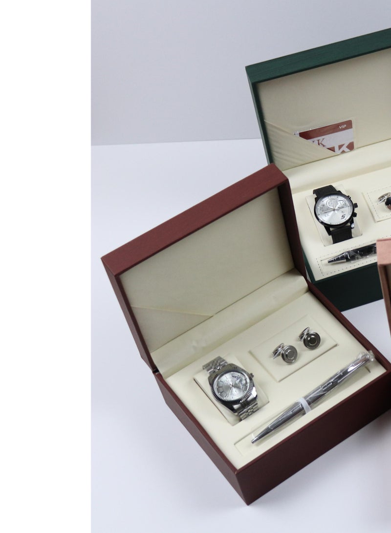 A watch gift set for men consisting of 3 pieces, a watch, a pen, and an Ezra set  - Image 3
