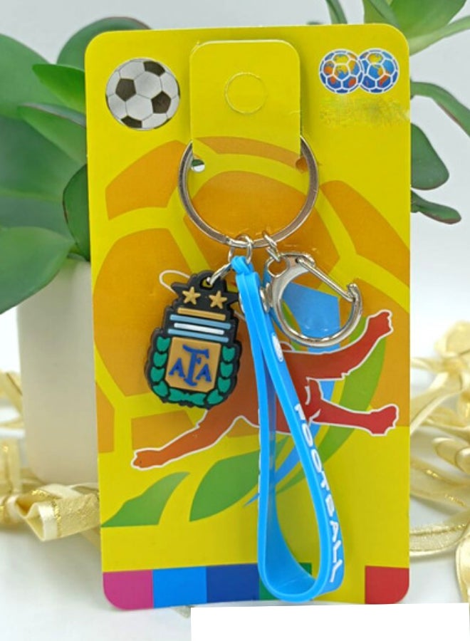 PVC Keychain Small Standard C Buckle Rope Ball logo footBall fan Keychain Argentina
