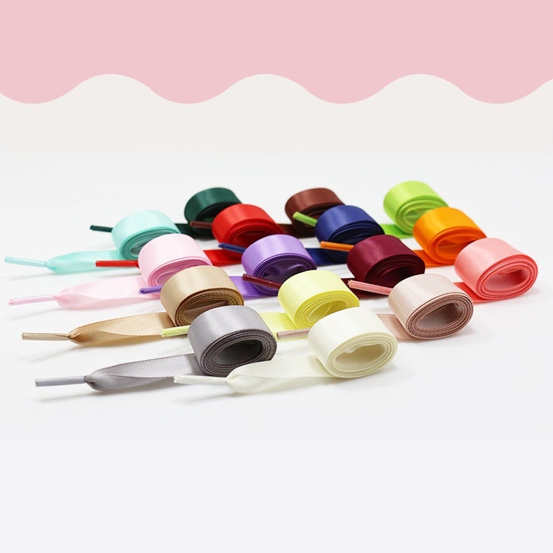 Silk Shoelaces 120cm Length 2cm Width - Satin-Like Elegant Finish Decorative Shoelaces for Casual Shoes Sports Shoes Women Girls Kids - Image 2