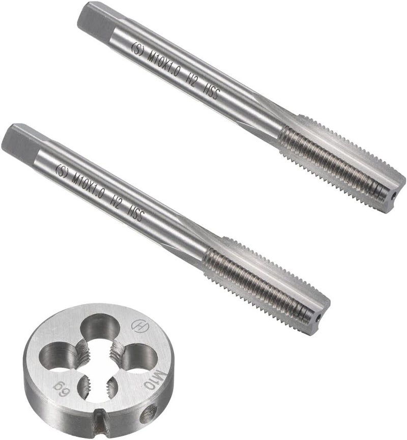 Mactoom 10mm x 1 HSS Metric Tap and Die Set Right Hand Thread,Tapping DIY Tool 3pcs (M10 x 1mm) - Image 1
