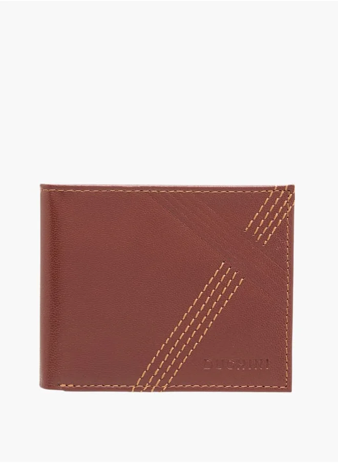 دوتشيني Mens Logo Embossed Bi-Fold Wallet With Flap Closure