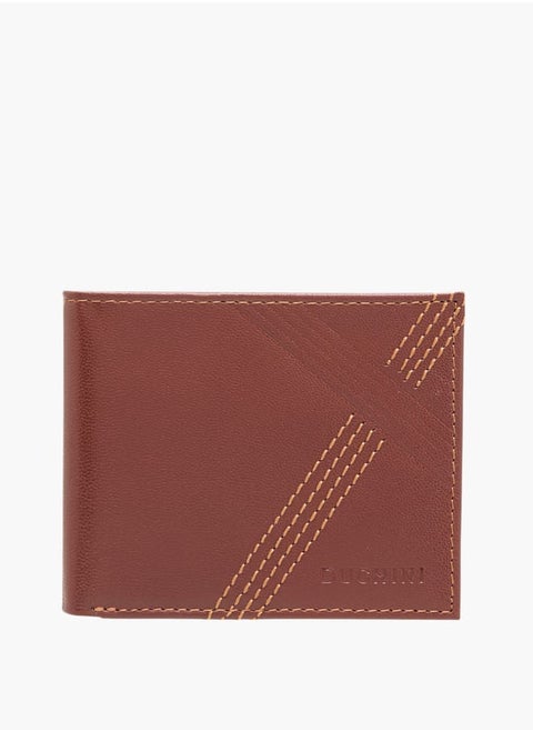 Mens Logo Embossed Bi-Fold Wallet With Flap Closure