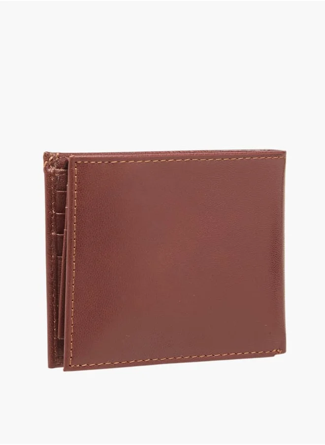 دوتشيني Mens Logo Embossed Bi-Fold Wallet With Flap Closure