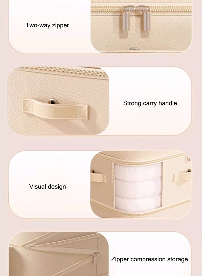 2/4PCS Closet Storage Box Closet Container Organizer  Packing Cube Extra Large Compression Sealer Bags Ultra Space Saving Self Compression Organizer Large Capacity Wardrobe Clothes Storage Box With Clear Window for Blanket, Bedding, Clothes, Comforter  - Image 3