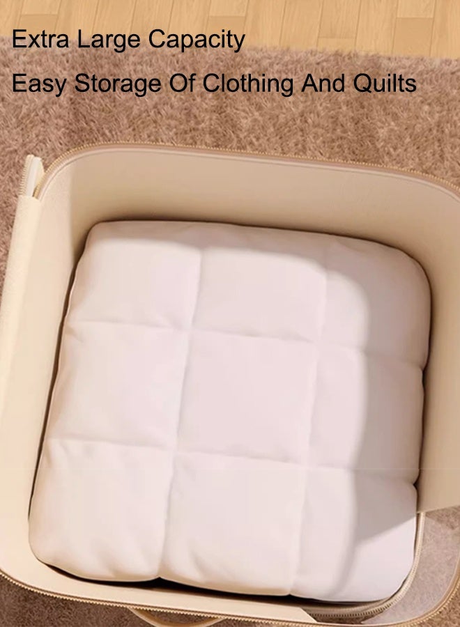 2/4PCS Closet Storage Box Closet Container Organizer  Packing Cube Extra Large Compression Sealer Bags Ultra Space Saving Self Compression Organizer Large Capacity Wardrobe Clothes Storage Box With Clear Window for Blanket, Bedding, Clothes, Comforter  - Image 5