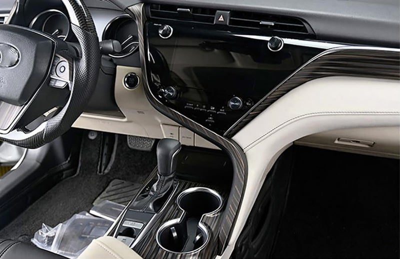 Kadore Interior Front Center Console Strips Trim Molding Cover for Toyota Camry 2018 2019 2020 2021 2022 2023 2024 Wood Grain Color LHD 2-pc - Image 4
