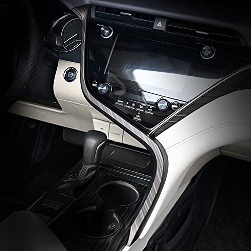 Kadore Interior Front Center Console Strips Trim Molding Cover for Toyota Camry 2018 2019 2020 2021 2022 2023 2024 Wood Grain Color LHD 2-pc - Image 3