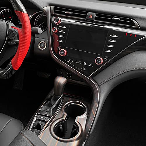 Kadore Interior Front Center Console Strips Trim Molding Cover for Toyota Camry 2018 2019 2020 2021 2022 2023 2024 Wood Grain Color LHD 2-pc - Image 2