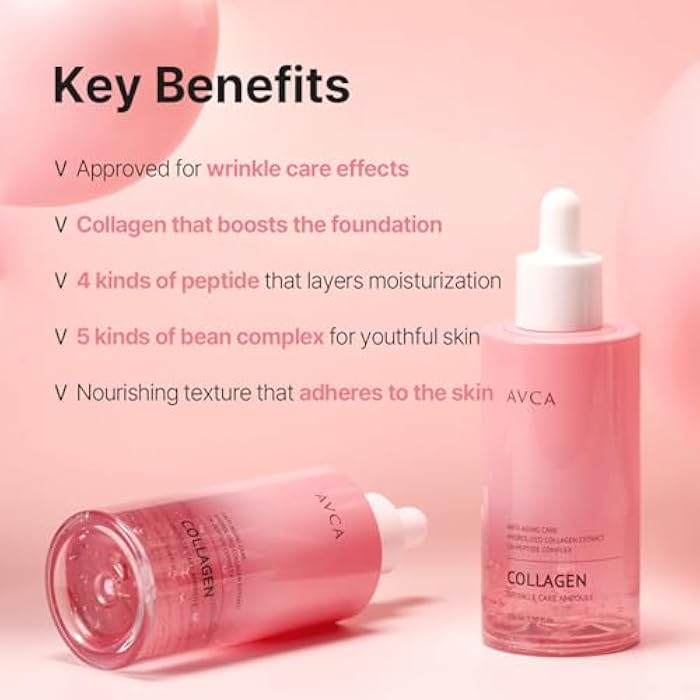 AVCA Collagen & Peptide Wrinkle Care Serum 100ml (3.38 fl oz) – Firming Face Serum for Wrinkles and Elasticity, Hydrating Anti-Aging Korean Skin Care with Hydrolyzed Collagen - Image 4