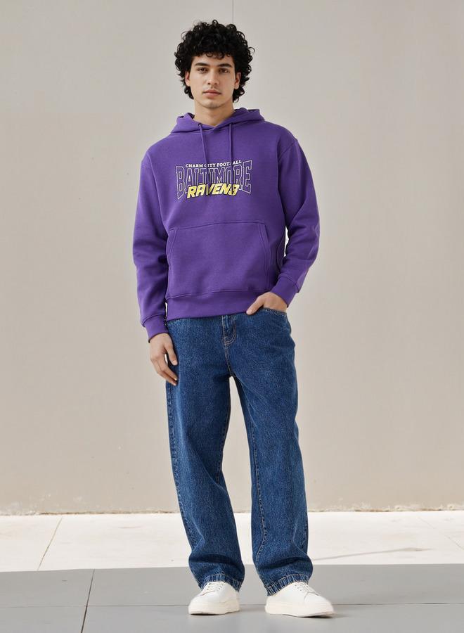 SP Characters Men Oversized Baltimore Ravens Print Hoodie - Image 2