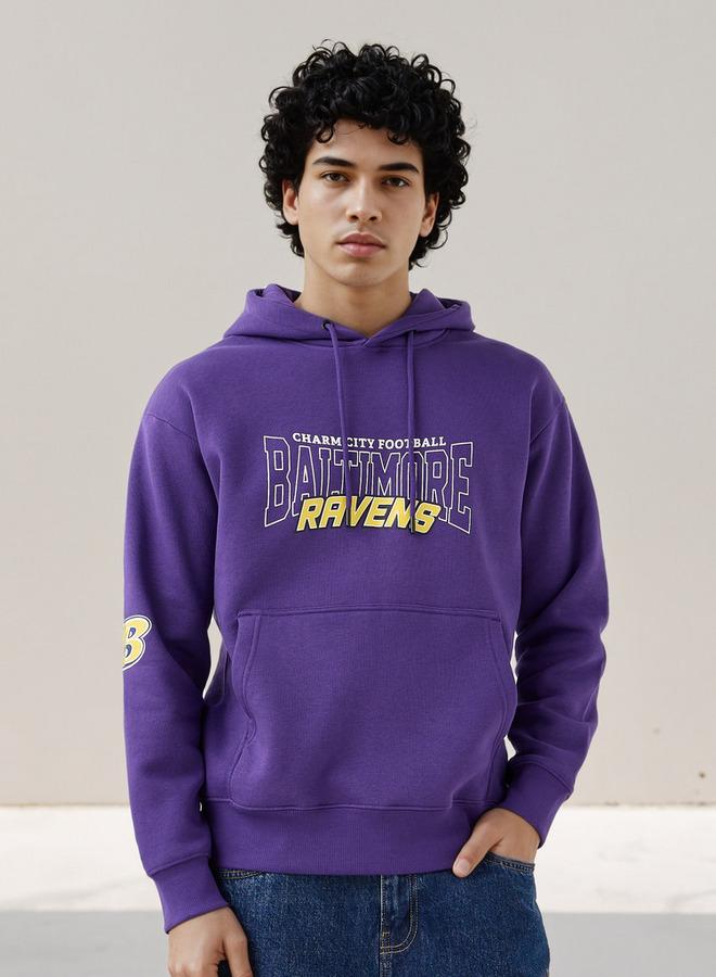 SP Characters Men Oversized Baltimore Ravens Print Hoodie - Image 3