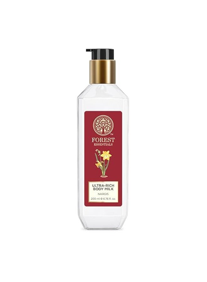 Forest Essentials Ultra-Rich Body Milk Nargis | Ayurvedic Nourishing Body Lotion to Replenish Skin Moisture and Leave it Smooth & Scented - Image 1