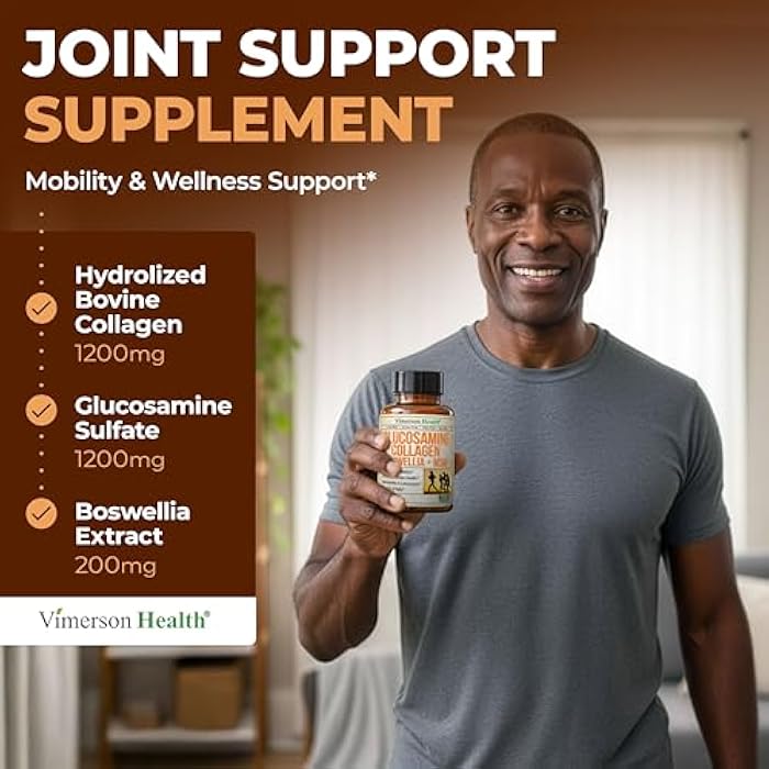 Vimerson Health Glucosamine Chondroitin with 1200mg Hydrolyzed Collagen Peptides, Boswellia Extract, Quercetin, Bromelain, MSM – Hair Skin Nails and Joint Supplement for Women & Men – FSA Eligible 120 Capsules - Image 5