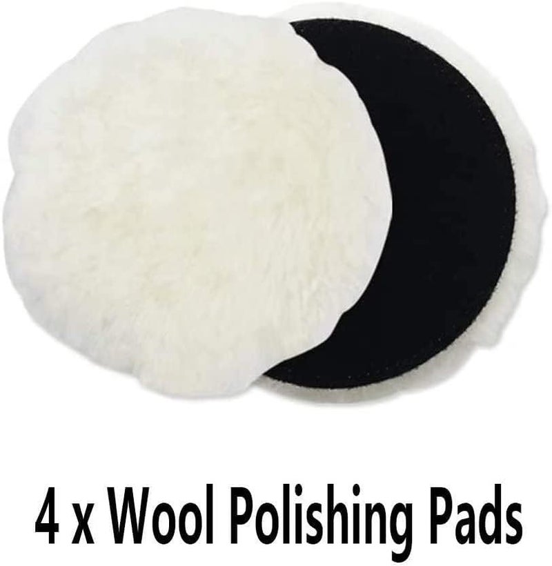 IPELY 6 Pcs 6 Inch Wool Polishing Buffing Pad Polishing Buffing Wheel for Drill Buffer Attachment with M14 Drill Adapter - Image 3