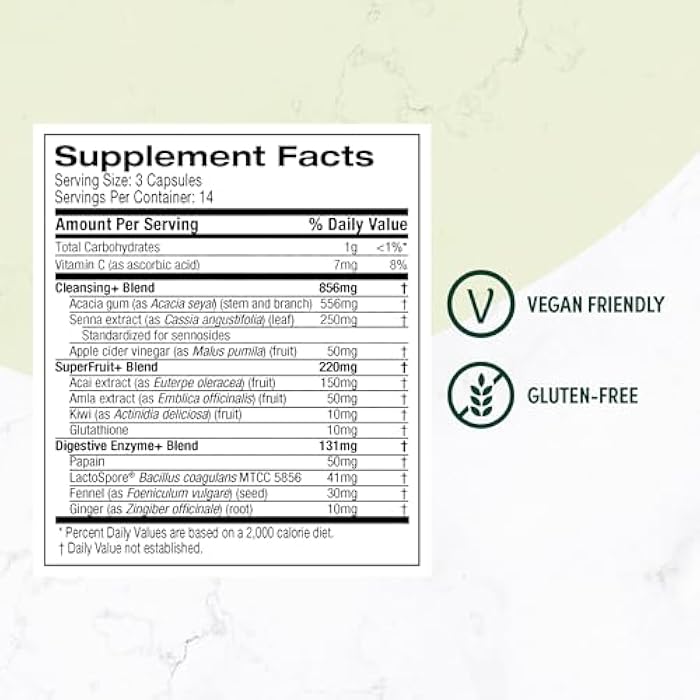 Purely Inspired 7-Day Detox Cleanse - Whole Body Cleanse & Detox Pills for Women & Men, Powered with Senna Leaf, Vitamin C, Apple Cider Vinegar, Digestive Enzymes & Probiotics - 42 Acai Berry Capsules - Image 4