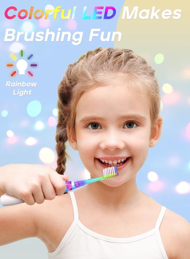 SEAGO Kids Electric Toothbrush with 2 Mins Brushing Timer and 8 Replacement Bursh Heads,Rainbow LED Light Make Brushing Fun, Blue Color Boys Battery Powerd Toothbrush for 5-8 Years Old - Image 2