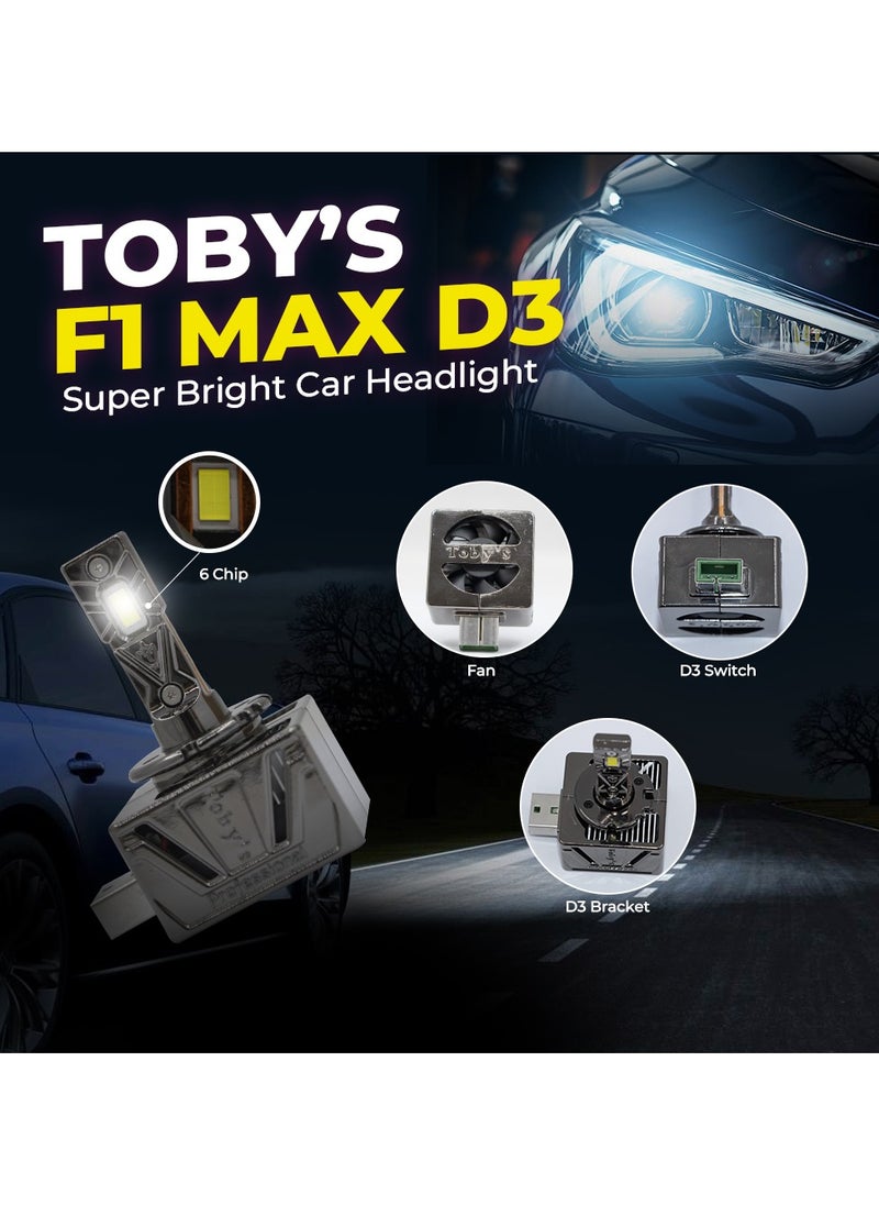 Toby's - Toby's New Launched F1 MAX D3 HID to LED Headlight Bulb With 70Watts/Pair and 7000lm - Image 1