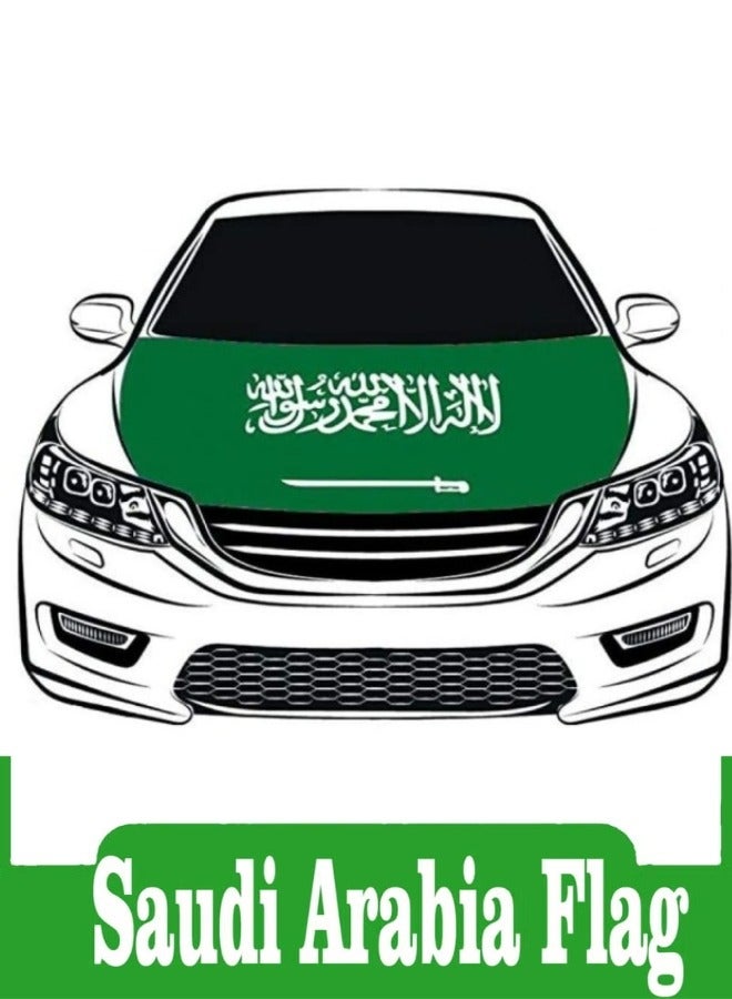 غطاء علم اليوم الوطني السعودي لغطاء المحرك - قابل للتعديل لجميع السيارات - Image 2