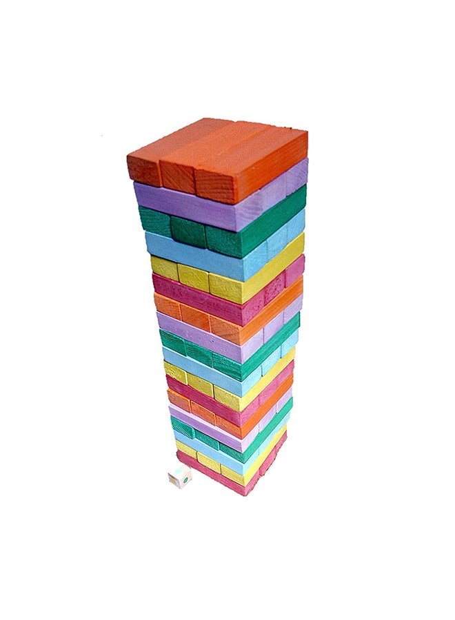 Tower Challenge Wooden Colored Blocks Puzzle Toy 54 Pcs Type b 54 pieces of numbers Type b 54 pieces of numbers stacked heights - Image 4