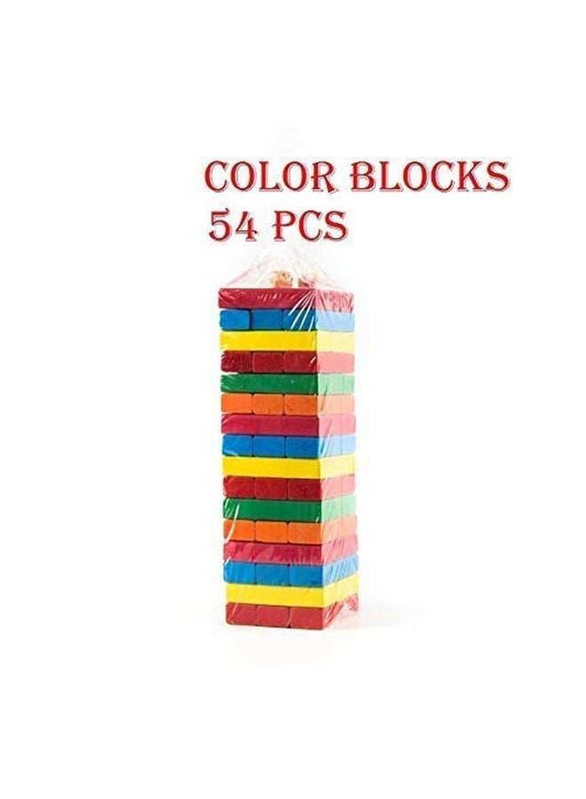 Tower Challenge Wooden Colored Blocks Puzzle Toy 54 Pcs Type b 54 pieces of numbers Type b 54 pieces of numbers stacked heights - Image 5