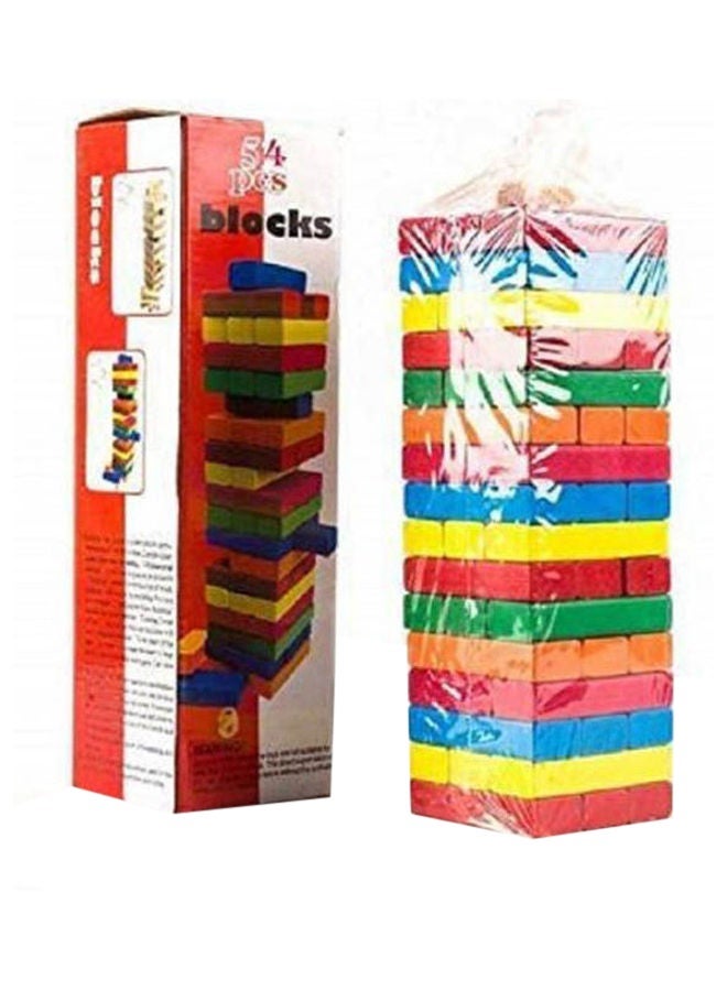 Tower Challenge Wooden Colored Blocks Puzzle Toy 54 Pcs Type b 54 pieces of numbers Type b 54 pieces of numbers stacked heights - Image 1