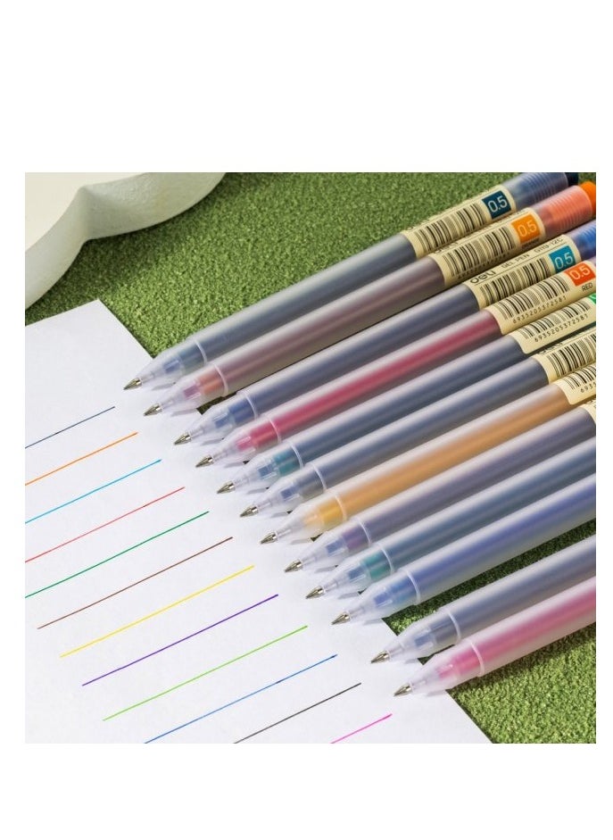 Deli 12-Piece Gel Pen With 0.5mm Fine Tip Multicolour  - Image 3