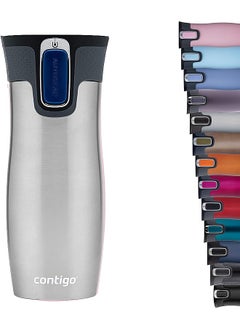 Contigo كوب حراري معزول من الفولاذ المقاوم للصدأ مع قفل تلقائي، كوب قهوة للسفر، خالٍ من مادة BPA، كوب مقاوم للتسرب مع غطاء سهل التنظيف، يحافظ على المشروبات ساخنة لمدة تصل إلى 5 ساعات، 470 مل  - Image 1
