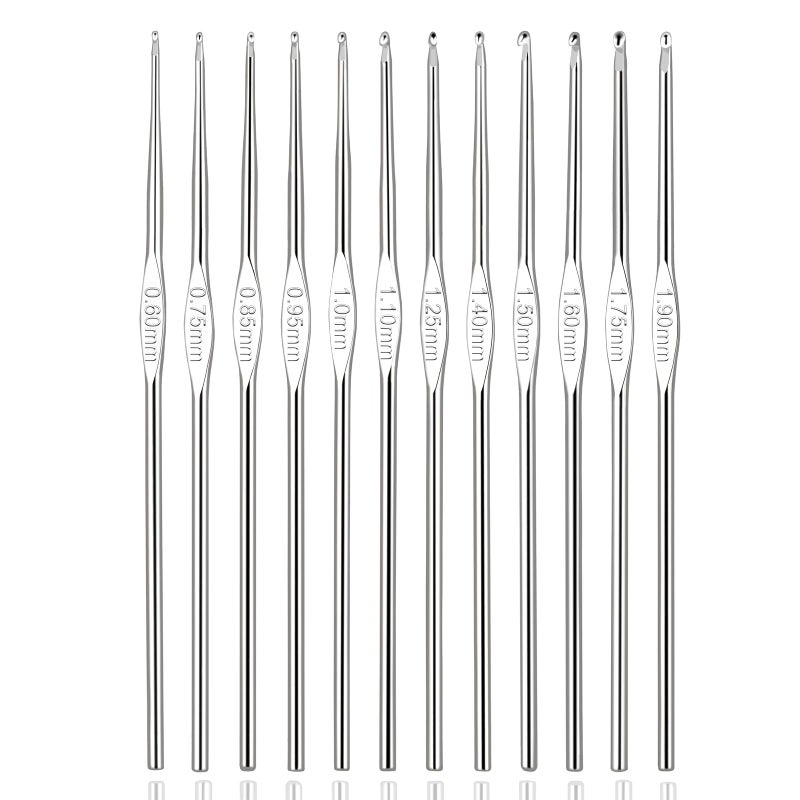QLRFFLJOY Small Size Crochet Hook Stainless Steel Crochet Needles QLRFFLJOY 12 pcs Metal Crochet Hooks 06mm 19mm Embroidery Thread Knitting Weaving Tool DIY Lace Yarn Crochet Needle - Image 3