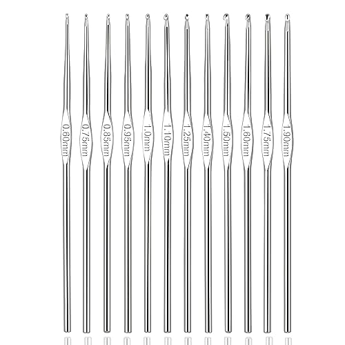 QLRFFLJOY Small Size Crochet Hook Stainless Steel Crochet Needles QLRFFLJOY 12 pcs Metal Crochet Hooks 06mm 19mm Embroidery Thread Knitting Weaving Tool DIY Lace Yarn Crochet Needle - Image 1