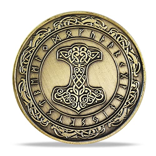 Imasoner Norse Viking Mjolnir Coin Thors Hammer Coin Nordic Mythology Talisman - Image 1