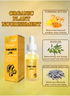 Kanza Turmeric Dark Spot Corrector Oil Turmeric Repair Face Serum Natural Turmeric Bright Skin Dark Spot Corrector Serum Turmeric Oil for Face for Men & Women 30ml  - Image 2