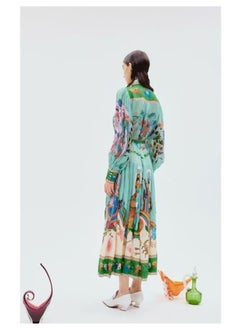 Madam Uniq Personalized Printed Casual Vacation Shirt Collar Single-Breasted Flowing Maxi Dress  - Image 2