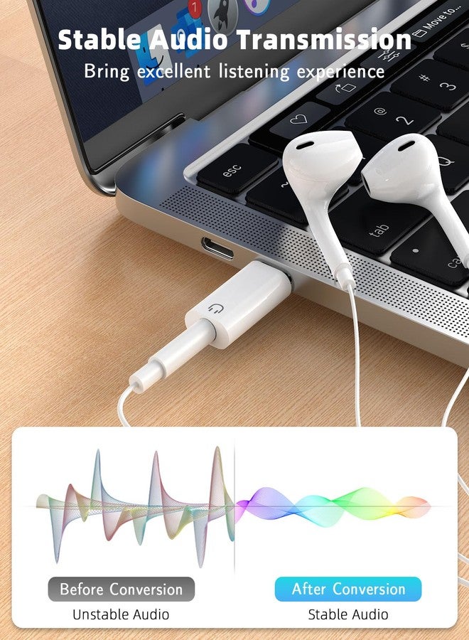 MoKo USB C to 3.5mm Audio Headphone Adapter, Type C to Headphone 3.5mm Aux Jack Dongle Compatible with iPhone 17 Air 16 15 Pro Max, Galaxy S24 S23 S22, iPad Air/Pro, MacBook, Pixel, White - Image 3
