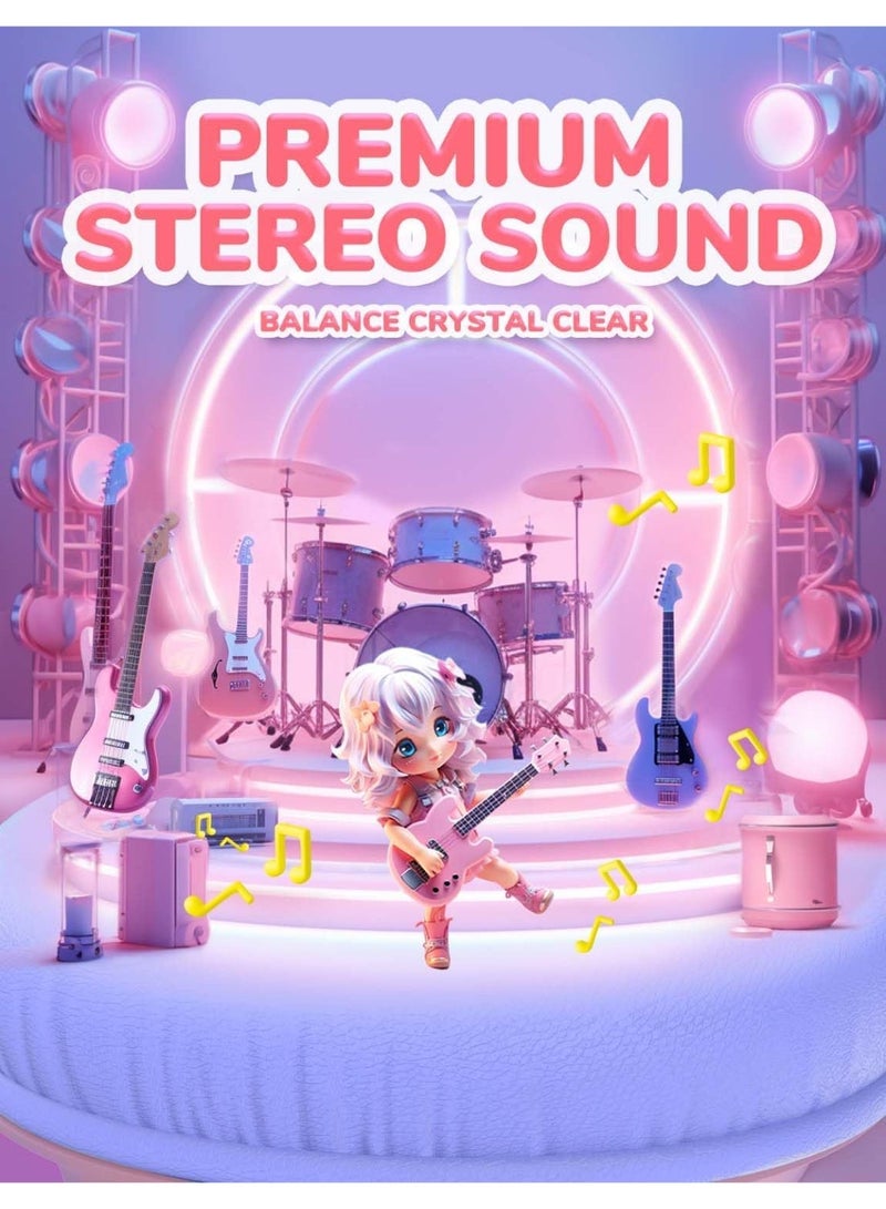 iClever HS26 Kids Headphones, Wired, Stereo Sound, Foldable, 3.5mm Jack, Pink, Over Ear, Safe Volume Limit for Kids - Image 4