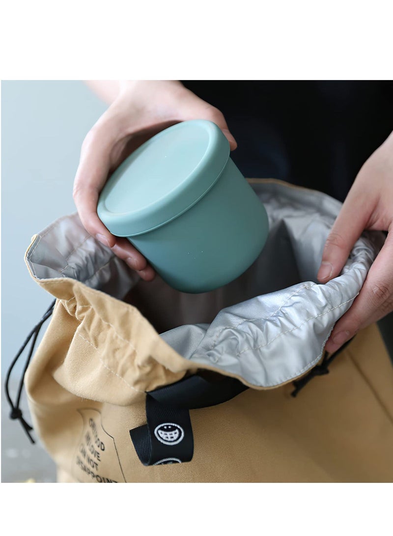 Y&D Insulated Lunch Bag with Drawstring Closure, Wide-Open Canvas Tote Bag, Foldable and Lightweight Cooler for Work Office School Picnic Travel (Yellow) - Image 3