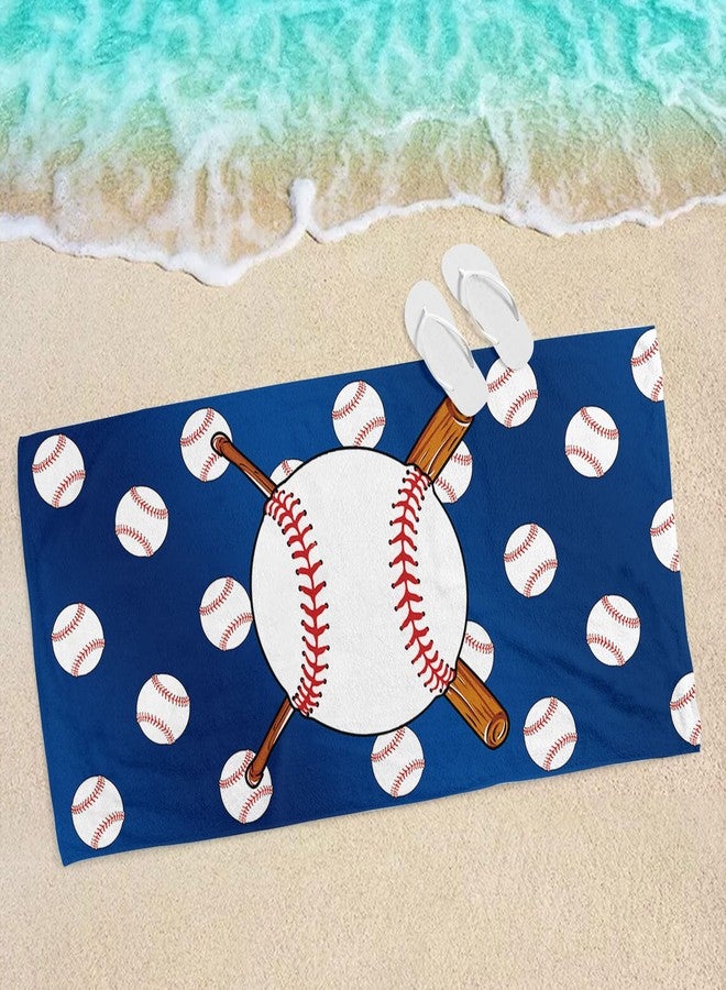 Irisbell Cotton Beach Towel 63 x 32 inch Large Sand Free Towels for Travel,Quick Dry Absorbent Swimming Beach Towels for Pool Yoga Gym Camping (Baseball Blue) - Image 5