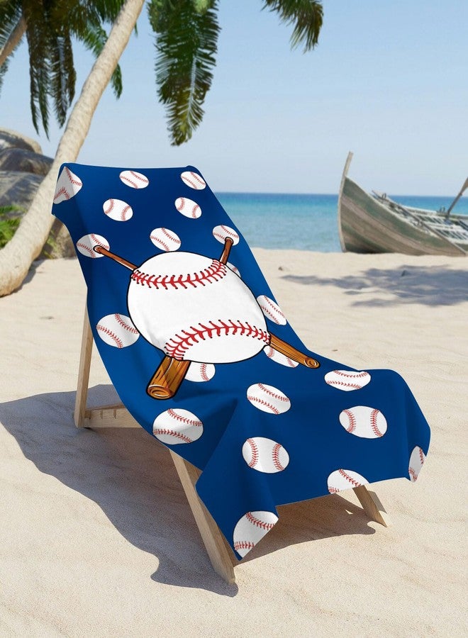 Irisbell Cotton Beach Towel 63 x 32 inch Large Sand Free Towels for Travel,Quick Dry Absorbent Swimming Beach Towels for Pool Yoga Gym Camping (Baseball Blue) - Image 4