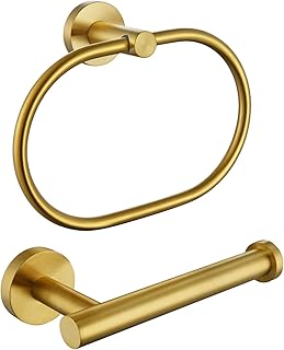 APLusee 2 Pieces Bathroom Hardware Set Brushed Gold, Contemporary 304 Stainless Steel Storage Accessories Kit with Oval - Image 1