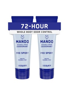 Mando Mando Whole Body Deodorant For Men - Invisible Cream - 72 Hour Odor Control - Aluminum Free, Baking Soda Free, Skin Safe - 3 ounce (Pack of 2) - Pro Sport  - Image 1