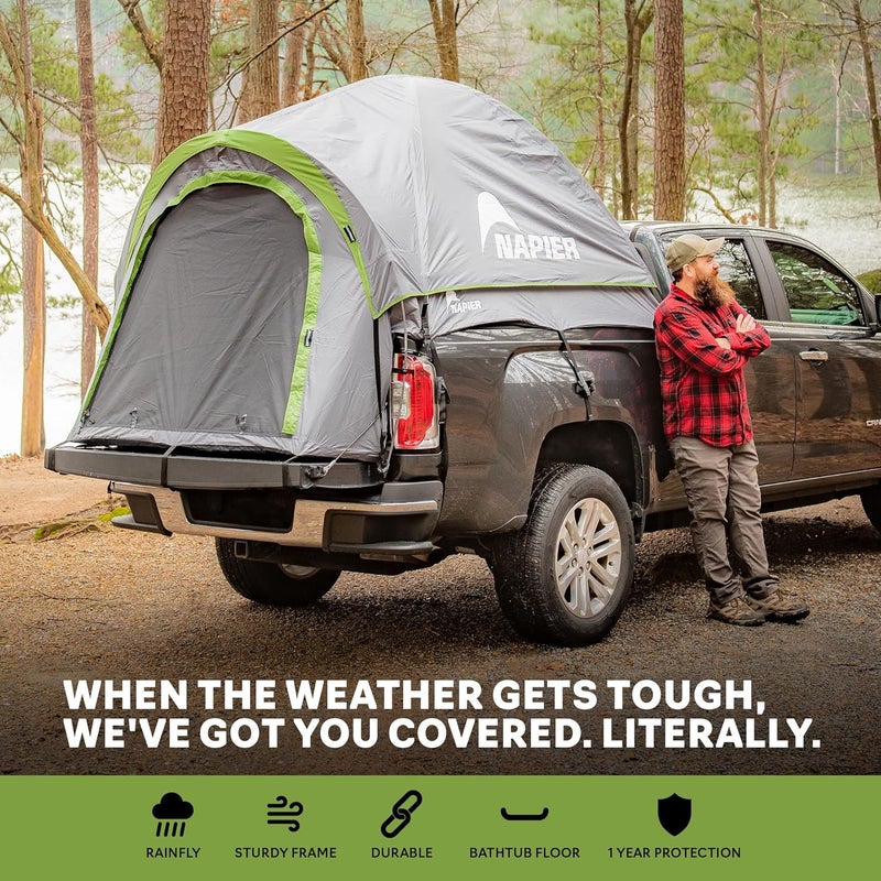 Napier Backroadz Truck Tent | Pickup Truck Bed Camping Tent | Rainfly for Water Protection | Sturdy and Spacious 2-Person Truck Tent | Easy 10-Minute Setup | Gray/Green - Image 2