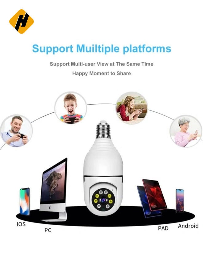 HuHa 1080P Wireless Tovnet Wifi Pan/Tilt Light Bulb Security Camera, 360 Degrees 3.0MP Cam Home Surveillance CCTV Panoramic IP Camera, with Night Vision, Two Way Audio, Smart Motion Detection  - Image 5