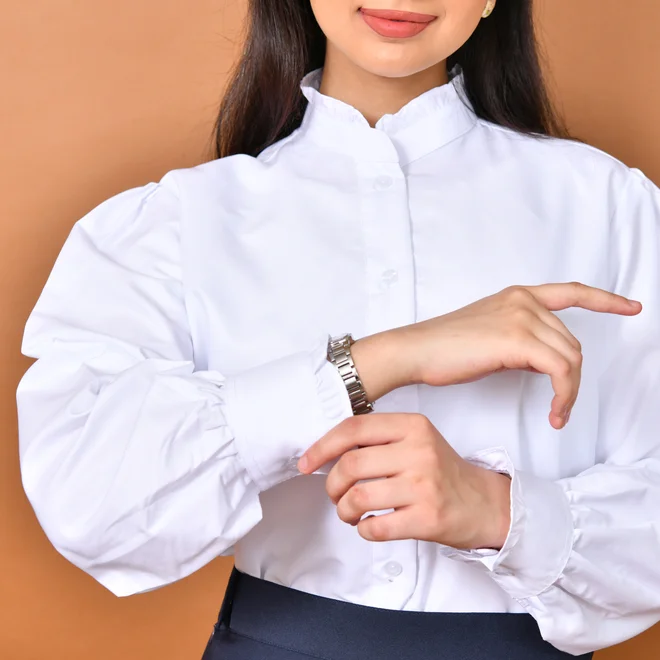 HAWRAA ABAYA White school shirt with soft details