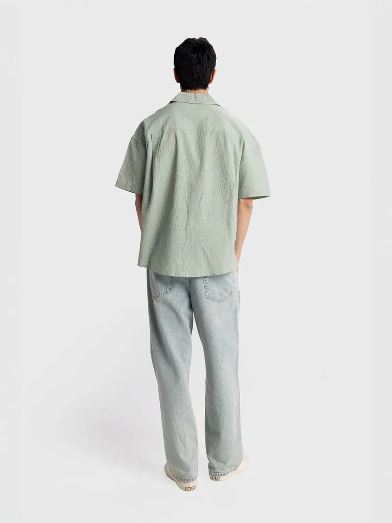 Giesto Mint Green GIESTO Textured Short Sleeve Shirt for Men | Best Price UAE